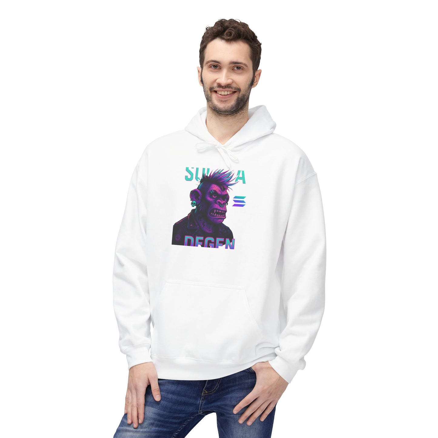 Solana Degen Mode Cool Graphic Hoodie for Trendy Fashionables | Unisex Midweight Softstyle, Streetwear Gift, Casual Look, Everyday Comfort, Unique Design