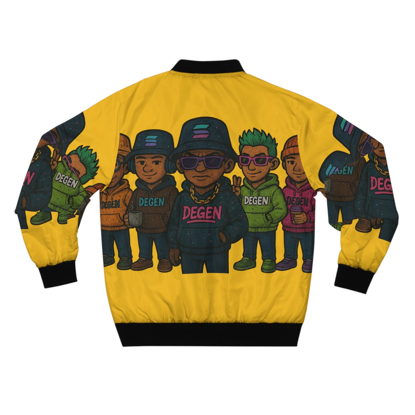 Degen Bomber Collection Colorful Cartoon Bomber Jacket, Casual Streetwear, Unique Men's Jacket, Gift for Him, Fashionable Layering Piece