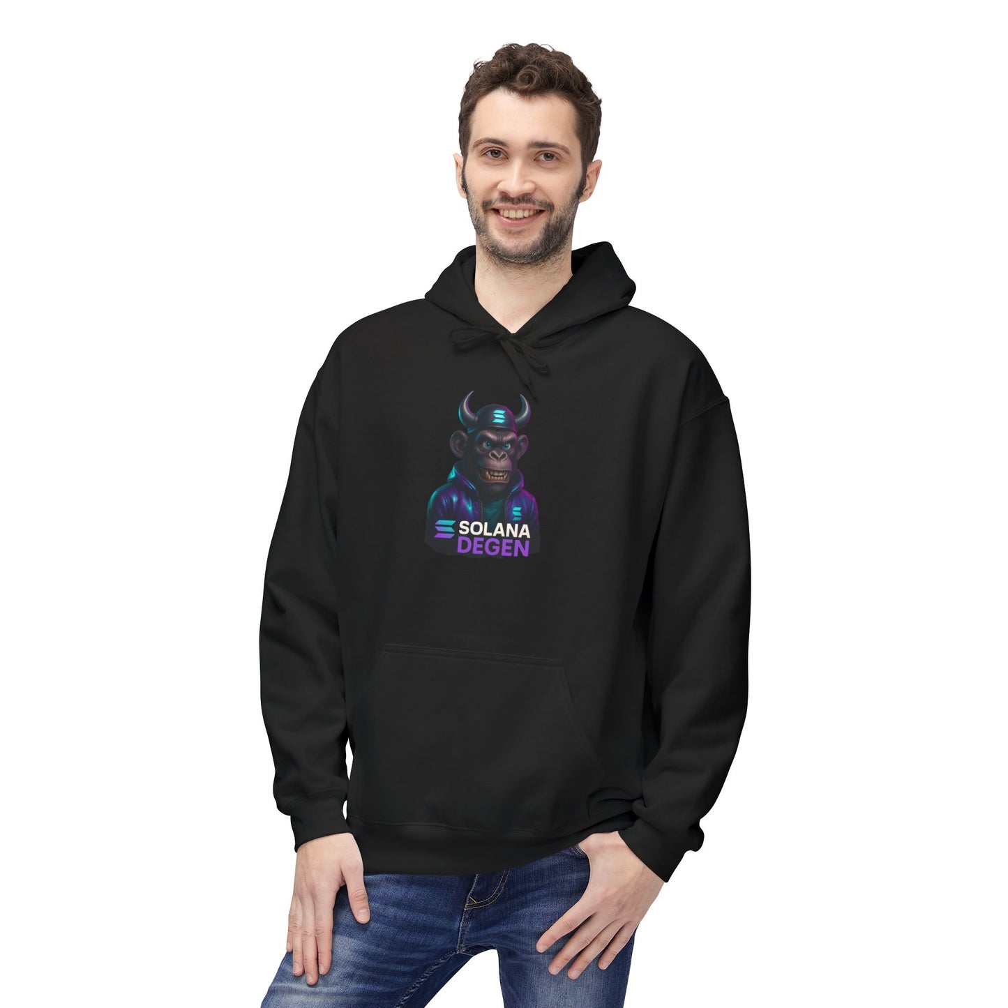 Solana Design Hoodie, Trendy Graphic Fleece, Unisex Streetwear, Gift for Crypto Lovers, Comfortable and Stylish Pullover