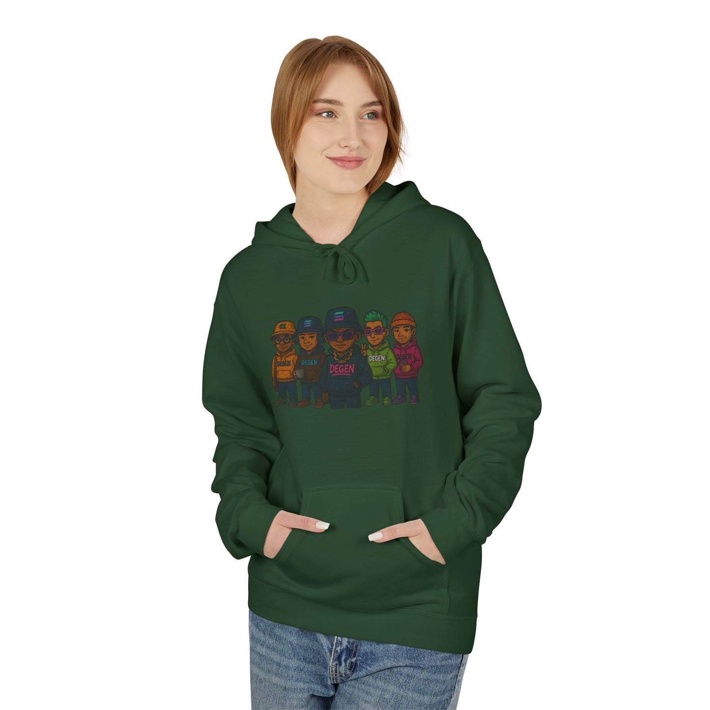 Solana Degen Crew Cozy Fleece Hoodie with Graphic Design, Perfect for Casual Wear, Gifts, Unisex Clothing, Everyday Comfort, Warm Layering