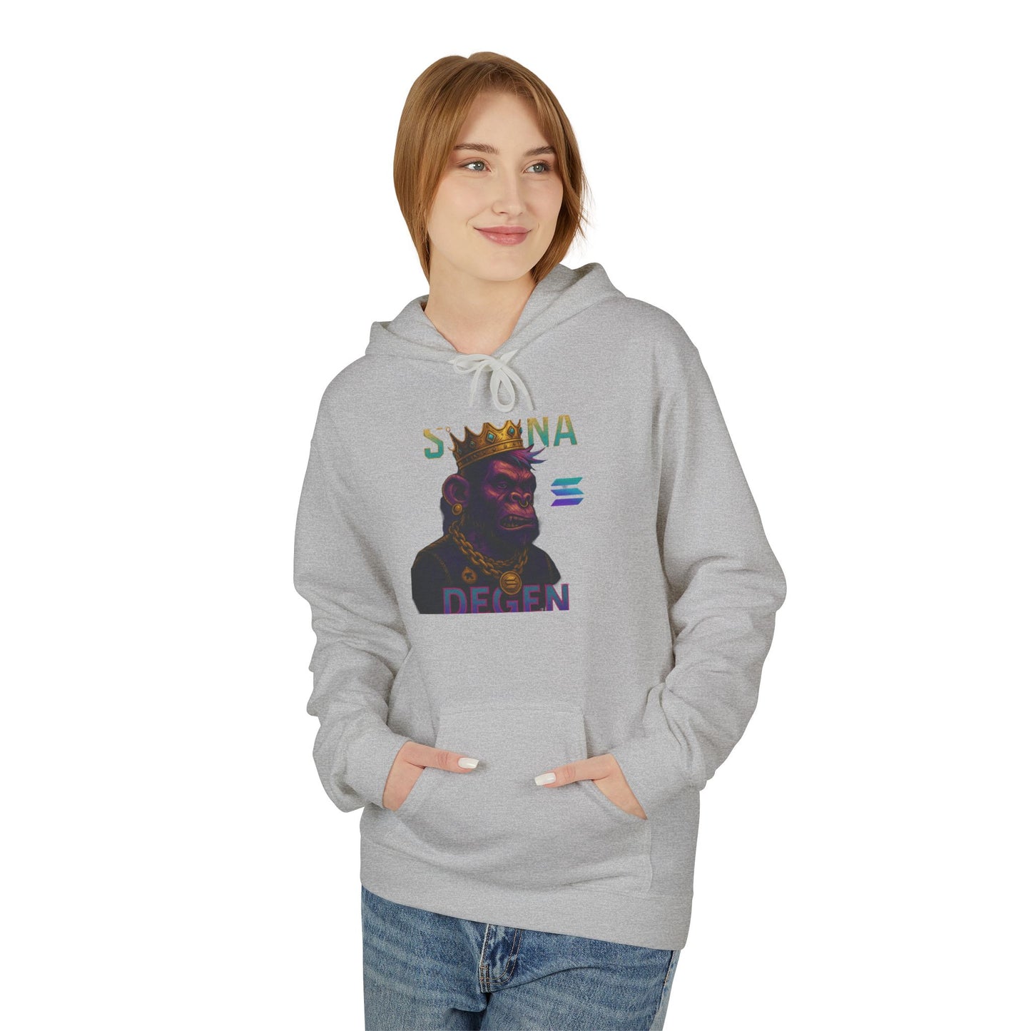 Solana Degen Mode King Inspired Unisex Hoodie, Cozy Streetwear, Gift for Him/Her, Casual Layering, Perfect for Relaxing & Celebrations