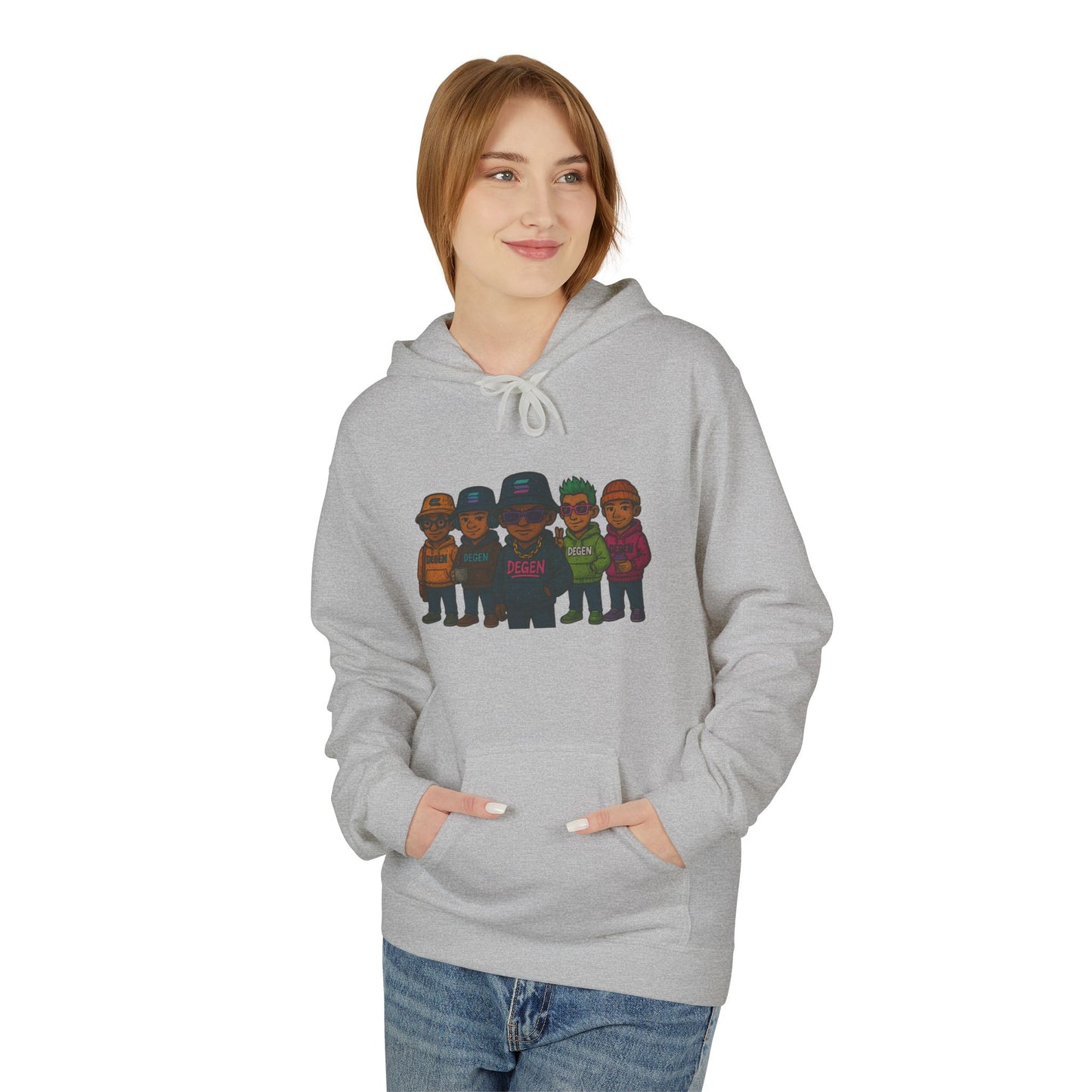 Solana Degen Crew Cozy Fleece Hoodie with Graphic Design, Perfect for Casual Wear, Gifts, Unisex Clothing, Everyday Comfort, Warm Layering