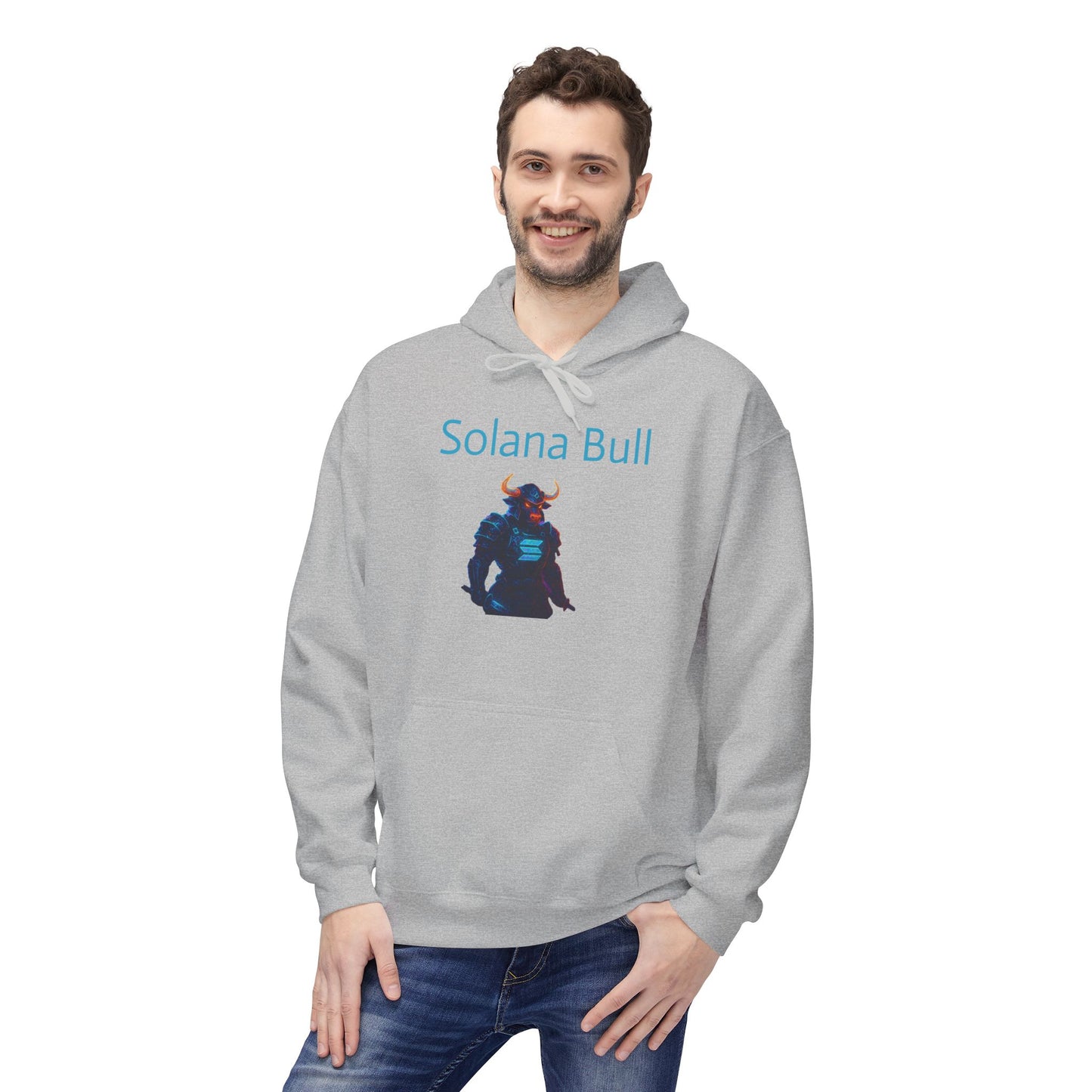 Solana Bull Graphic Hoodie | Unisex Midweight Fleece Sweatshirt | Perfect for Crypto Lovers & Casual Wear, Gift for Holidays, Cozy Apparel