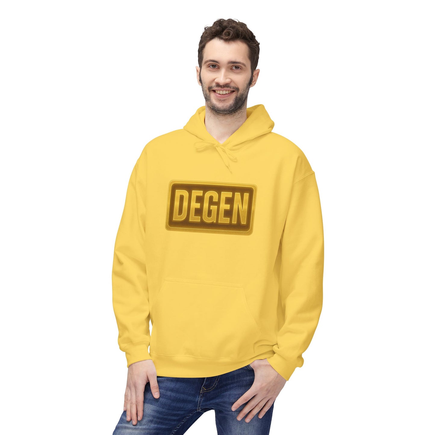 Degen Collection Unisex Fleece Hoodie with 'DEGEN' Design, Cozy Gift, Casual Wear, Streetwear, Perfect for Everyday Use, Fun and Unique Fashion