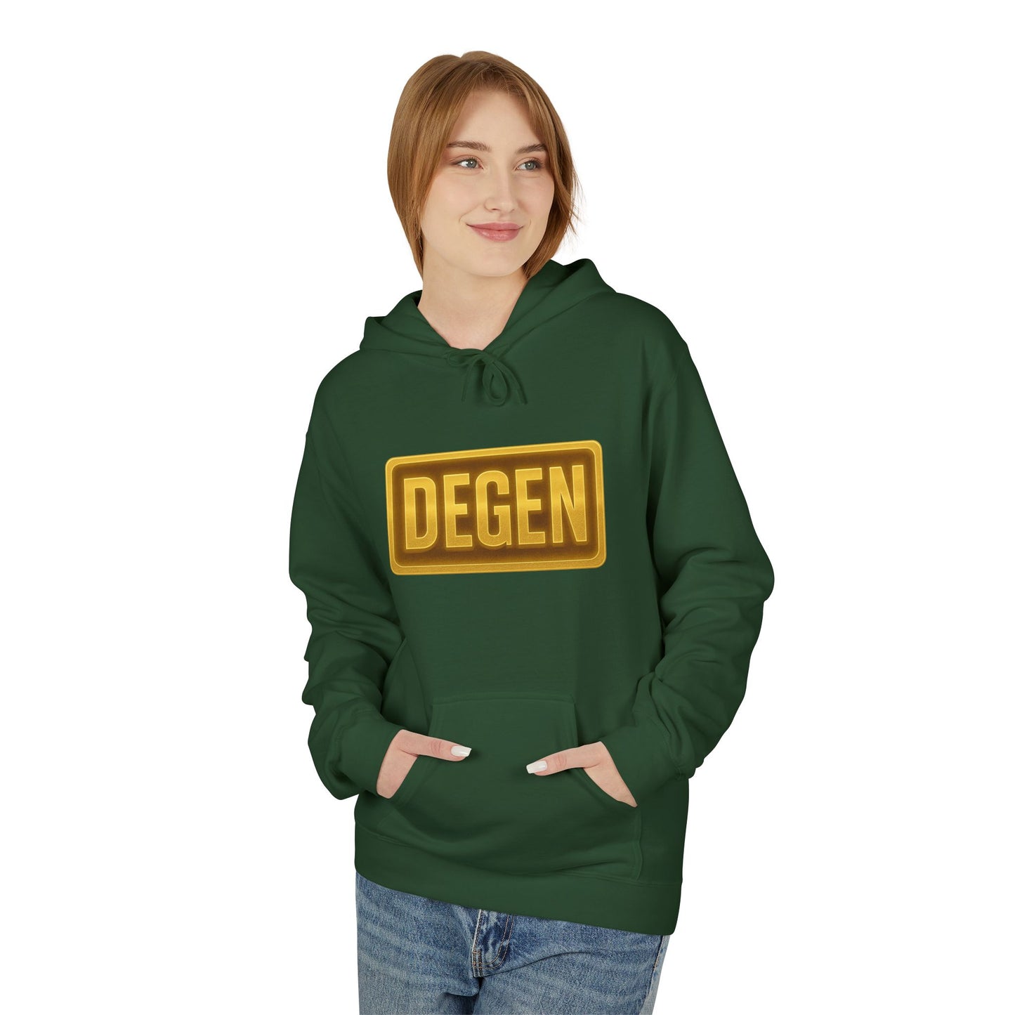 Degen Collection Unisex Fleece Hoodie with 'DEGEN' Design, Cozy Gift, Casual Wear, Streetwear, Perfect for Everyday Use, Fun and Unique Fashion