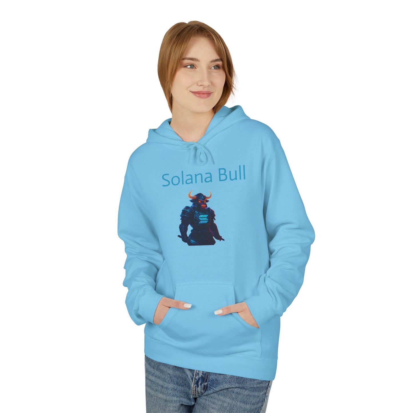 Solana Bull Graphic Hoodie | Unisex Midweight Fleece Sweatshirt | Perfect for Crypto Lovers & Casual Wear, Gift for Holidays, Cozy Apparel