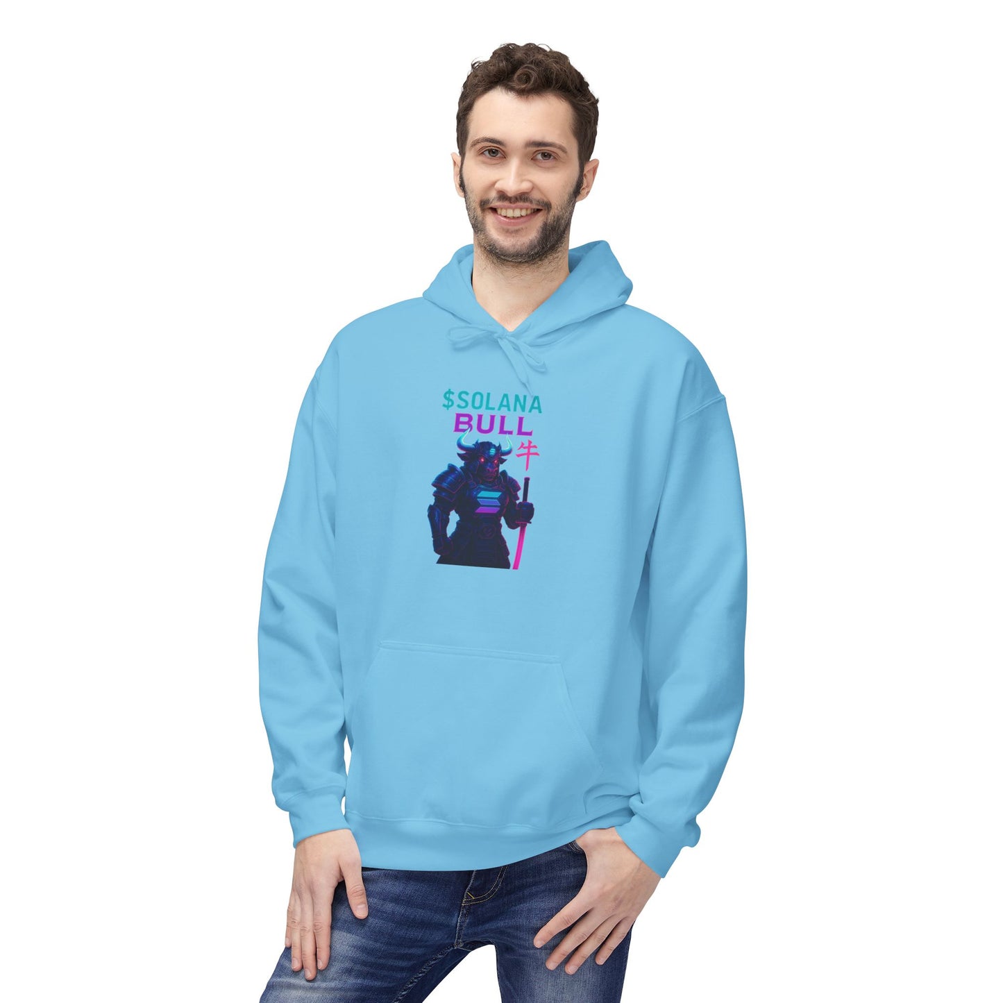Solana Bull Stylish Unisex Fleece Hoodie - Perfect for Crypto Enthusiasts, Gift for Tech Lovers, Cozy Layering for Every Occasion, Casual Streetwear