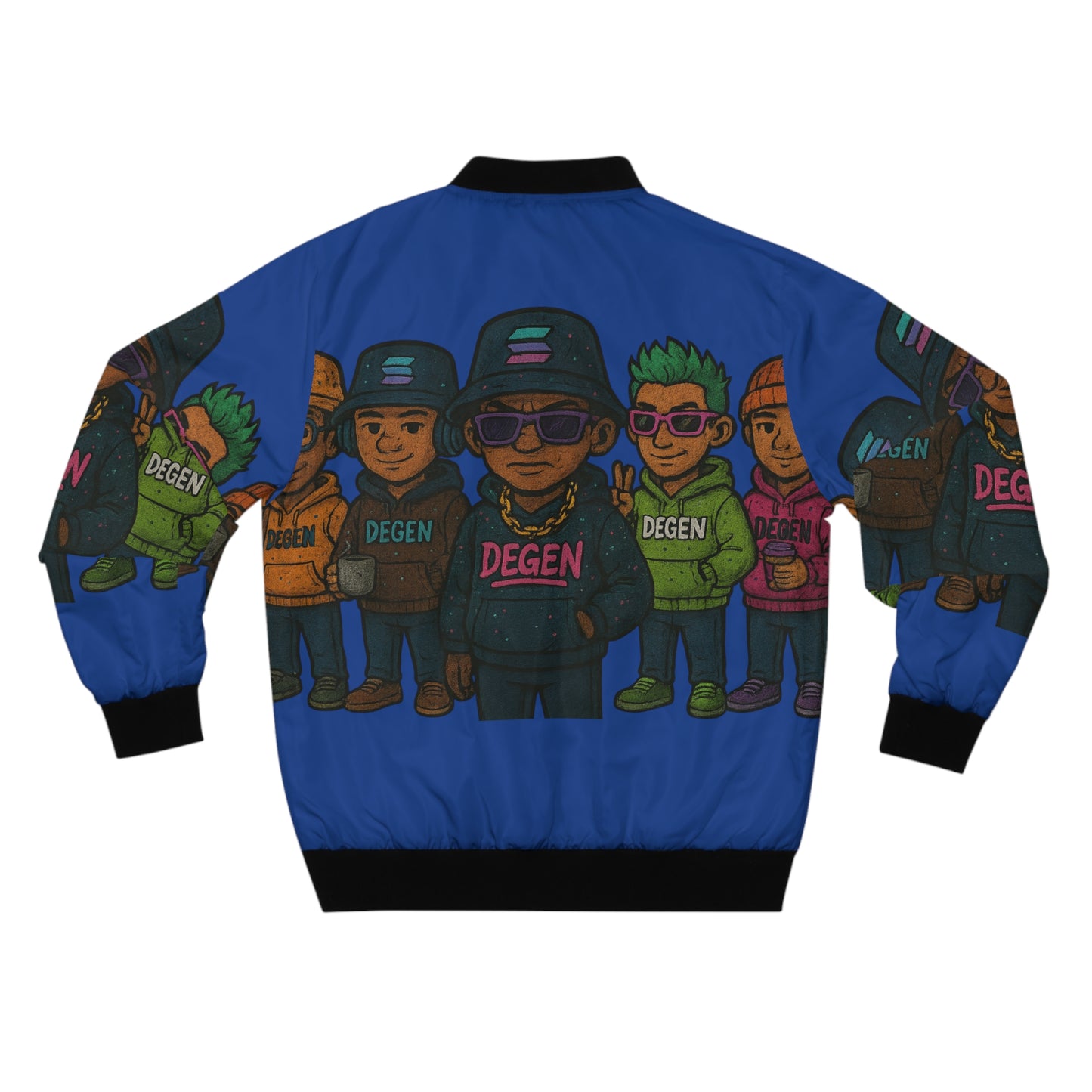 Degen Collection Colorful Cartoon Bomber Jacket, Urban Style, Trendy Outerwear, Hip-Hop Fashion, Unique Gift Idea, Streetwear Statement