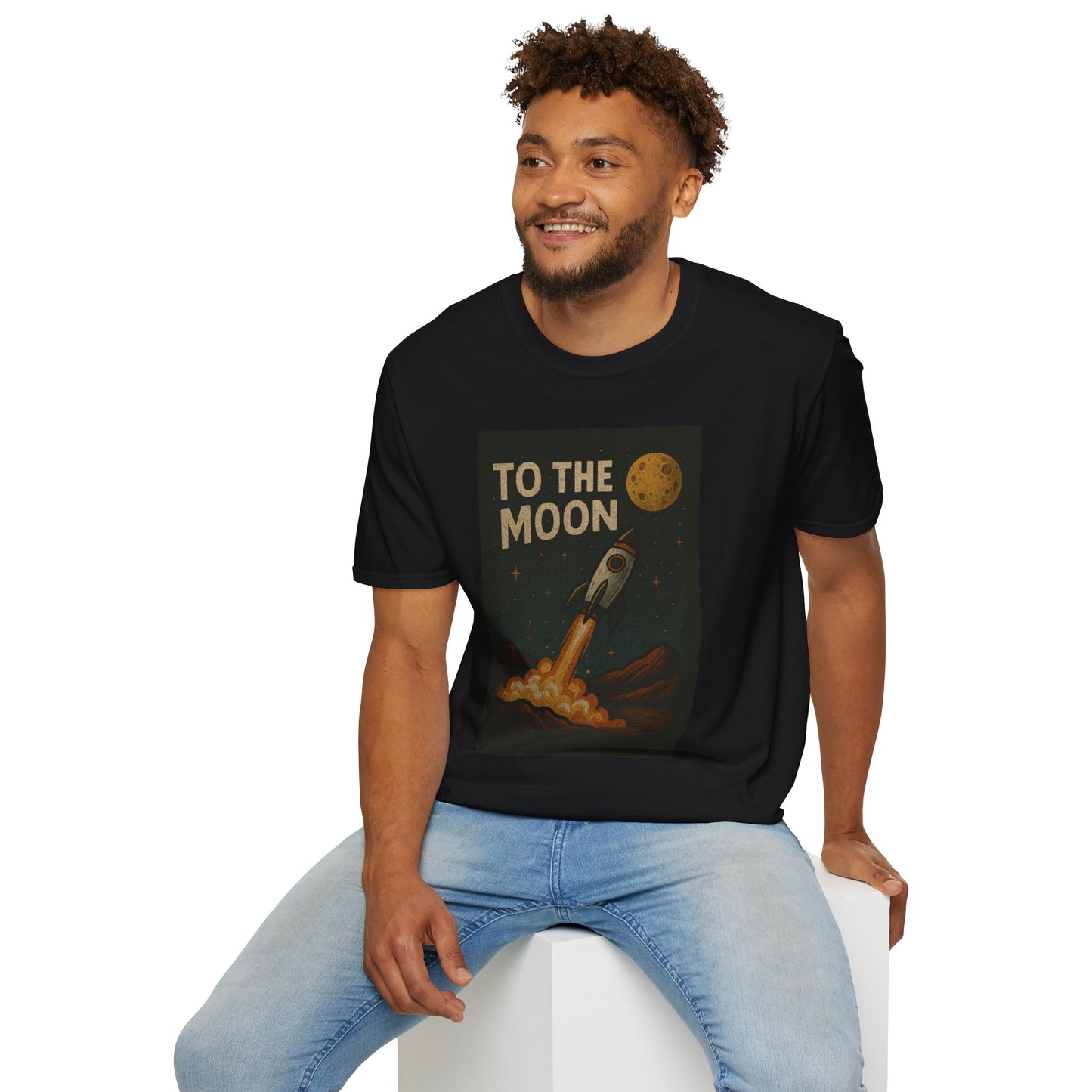 To the Moon Unisex Softstyle T-Shirt, Cute T-Shirt, Space Graphic Tee, Astronomy Lover Gift, Casual Shirt for All Occasions