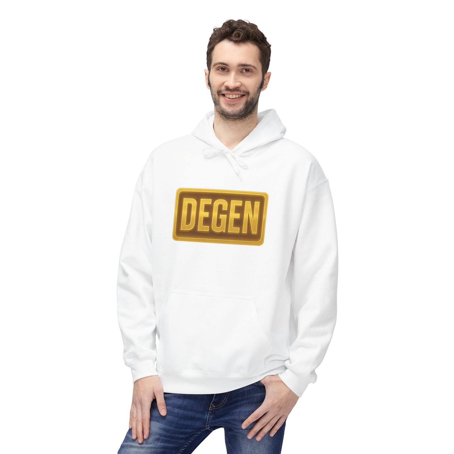 Degen Collection Unisex Fleece Hoodie with 'DEGEN' Design, Cozy Gift, Casual Wear, Streetwear, Perfect for Everyday Use, Fun and Unique Fashion
