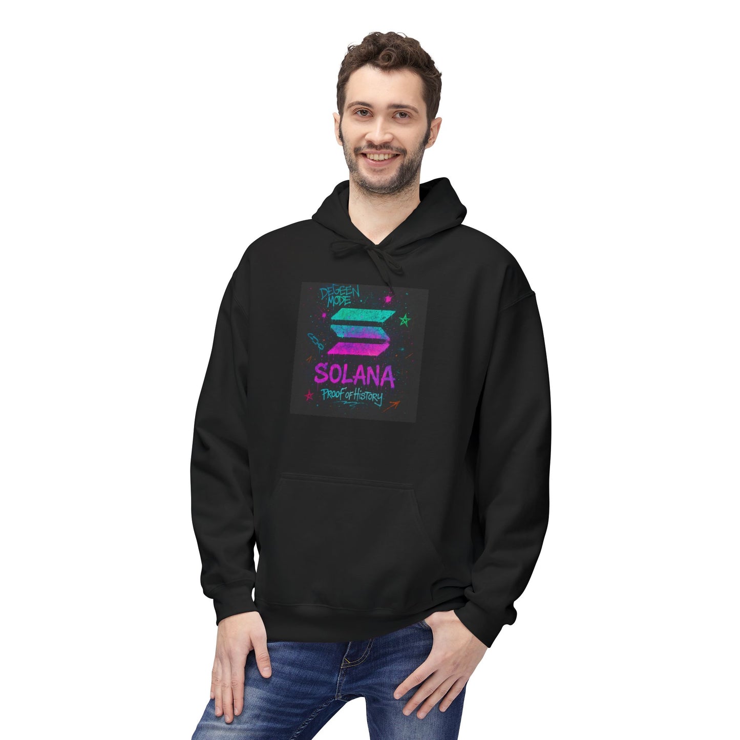 Solana Fleece Hoodie, Cozy Unisex Pullover, Great for Crypto Lovers, Gift for Gamers, Perfect for Chill Days, Easy Layering