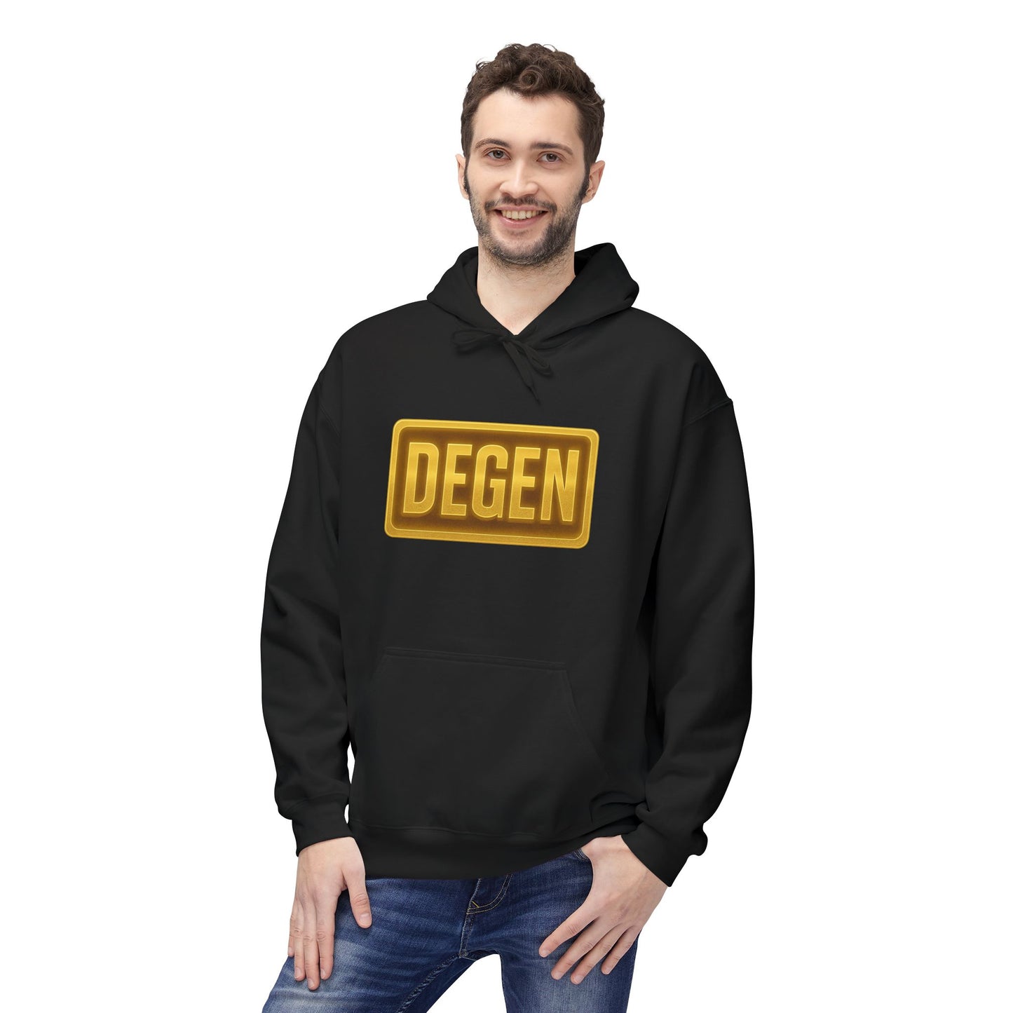 Degen Collection Unisex Fleece Hoodie with 'DEGEN' Design, Cozy Gift, Casual Wear, Streetwear, Perfect for Everyday Use, Fun and Unique Fashion