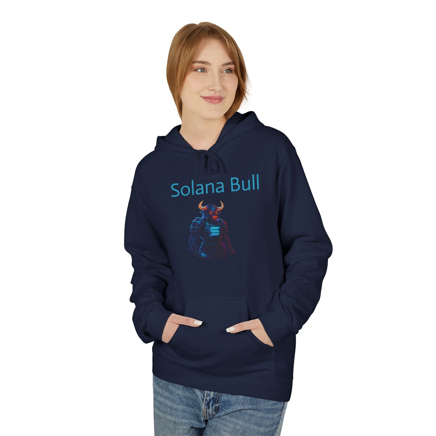 Solana Bull Graphic Hoodie | Unisex Midweight Fleece Sweatshirt | Perfect for Crypto Lovers & Casual Wear, Gift for Holidays, Cozy Apparel