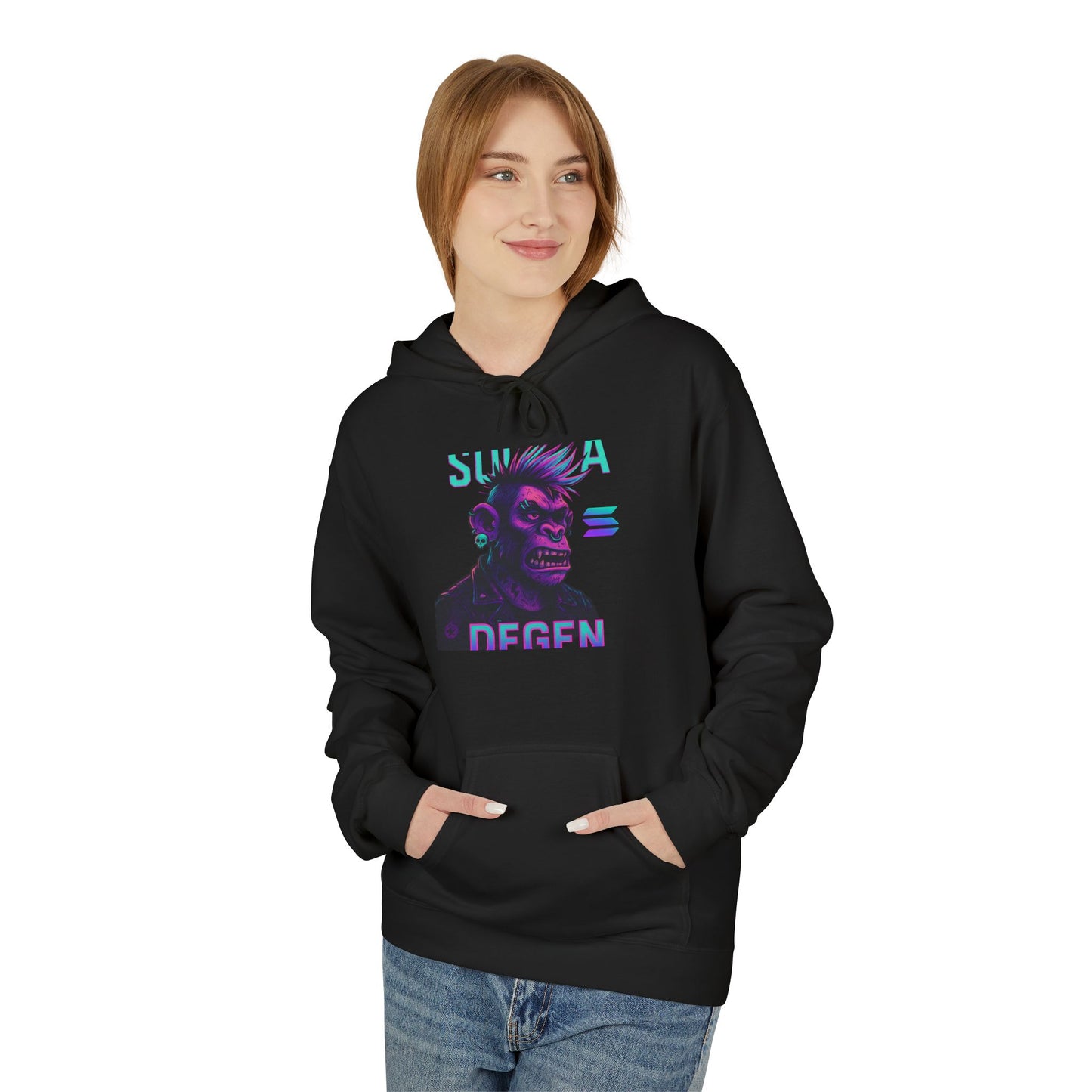 Solana Degen Mode Cool Graphic Hoodie for Trendy Fashionables | Unisex Midweight Softstyle, Streetwear Gift, Casual Look, Everyday Comfort, Unique Design
