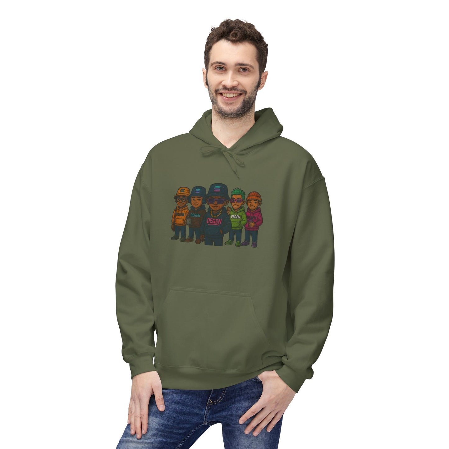 Solana Degen Crew Cozy Fleece Hoodie with Graphic Design, Perfect for Casual Wear, Gifts, Unisex Clothing, Everyday Comfort, Warm Layering