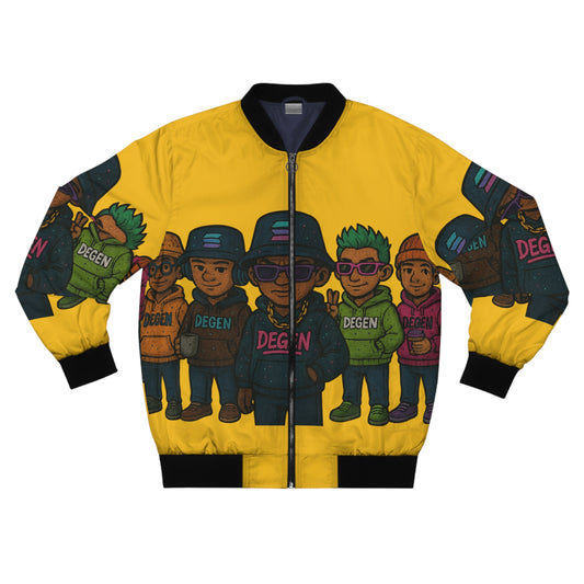 Degen Bomber Collection Colorful Cartoon Bomber Jacket, Casual Streetwear, Unique Men's Jacket, Gift for Him, Fashionable Layering Piece