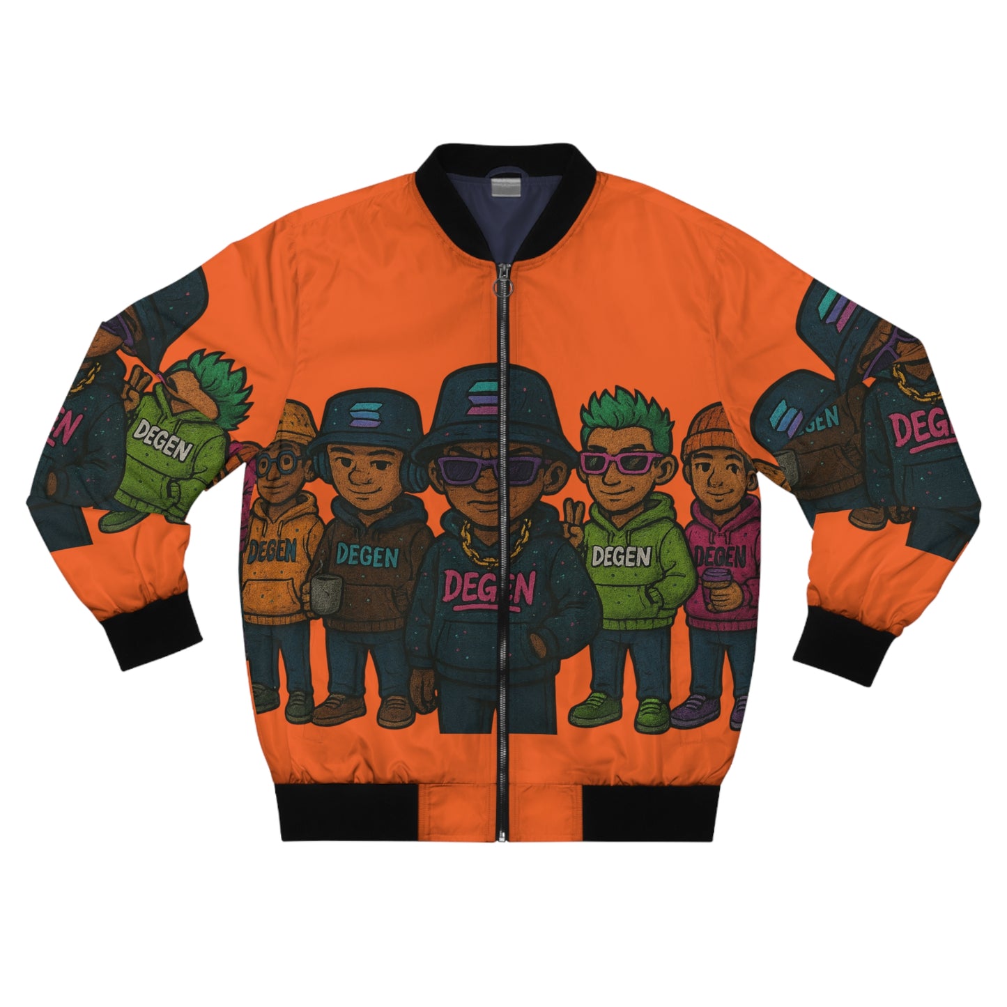 Degen Bomber Collection Vibrant Men's Bomber Jacket, Streetwear Fashion, AOP Urban Style, Gift for Him, Trendy Outerwear