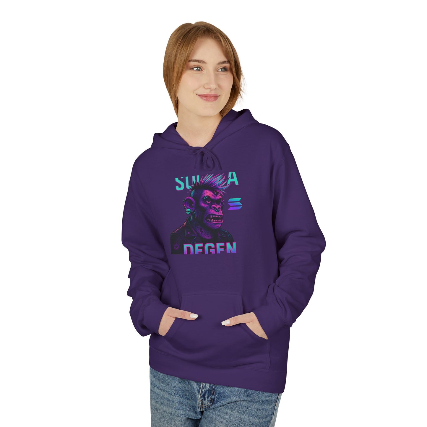 Solana Degen Mode Cool Graphic Hoodie for Trendy Fashionables | Unisex Midweight Softstyle, Streetwear Gift, Casual Look, Everyday Comfort, Unique Design