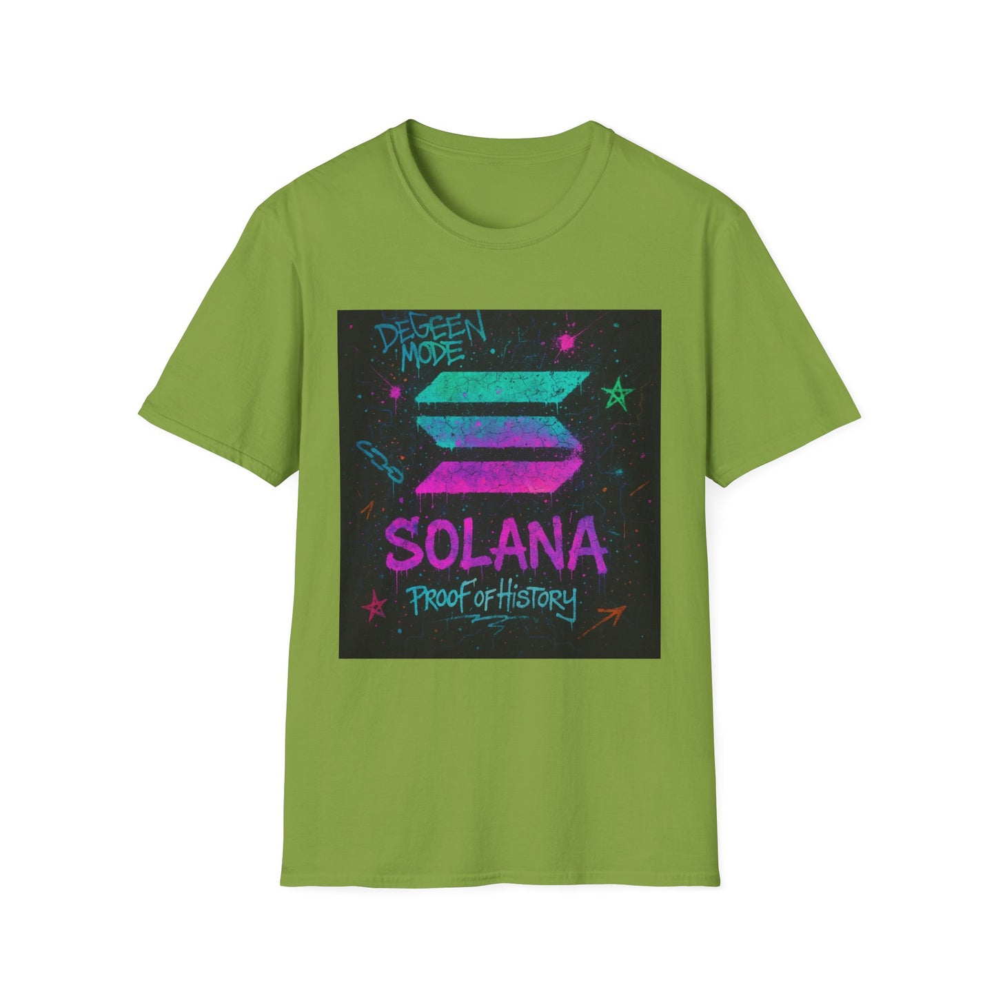 Vibrant Graphic Tee - 'Solana Proof of History' Unisex Softstyle T-Shirt, Casual Wear, Gift for Crypto Enthusiasts, Everyday Fashion, [...]