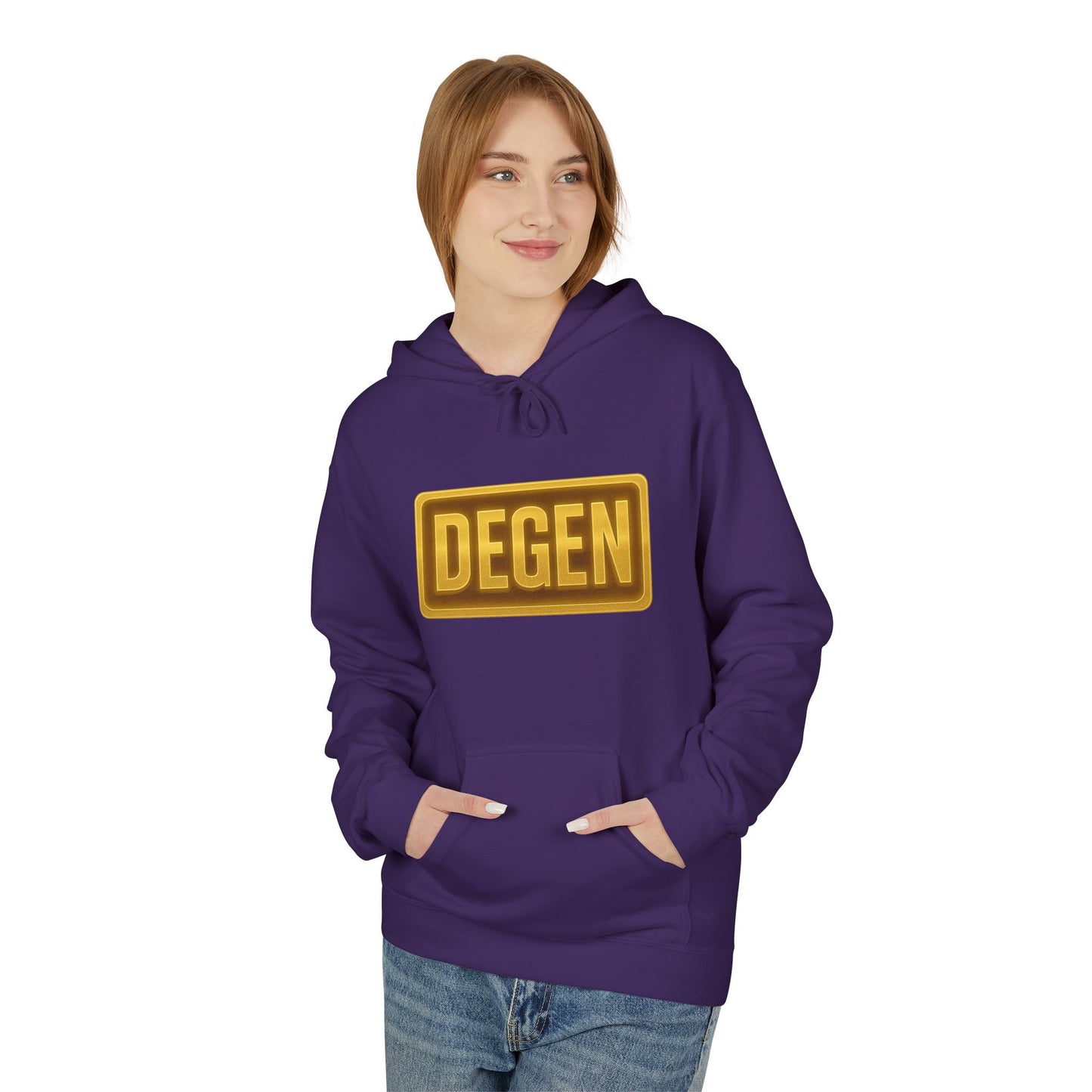 Degen Collection Unisex Fleece Hoodie with 'DEGEN' Design, Cozy Gift, Casual Wear, Streetwear, Perfect for Everyday Use, Fun and Unique Fashion