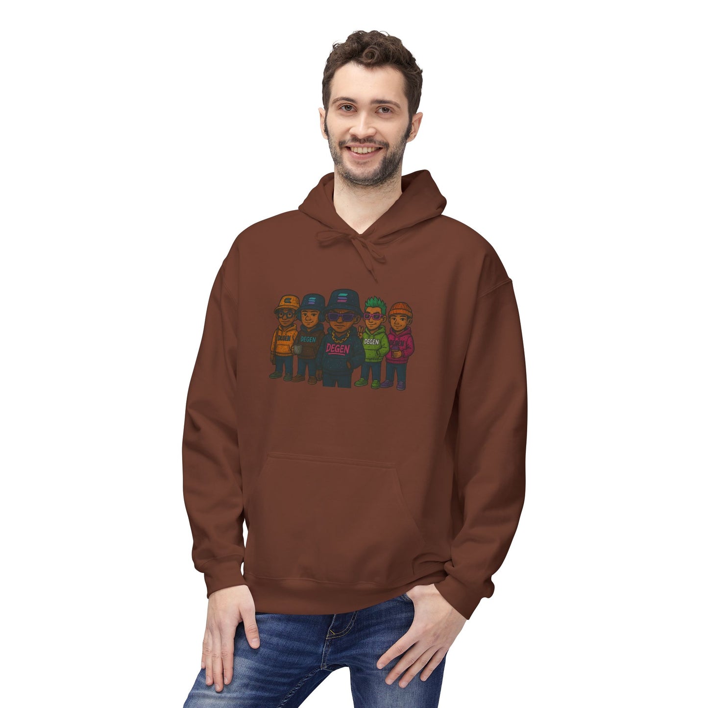 Solana Degen Crew Cozy Fleece Hoodie with Graphic Design, Perfect for Casual Wear, Gifts, Unisex Clothing, Everyday Comfort, Warm Layering