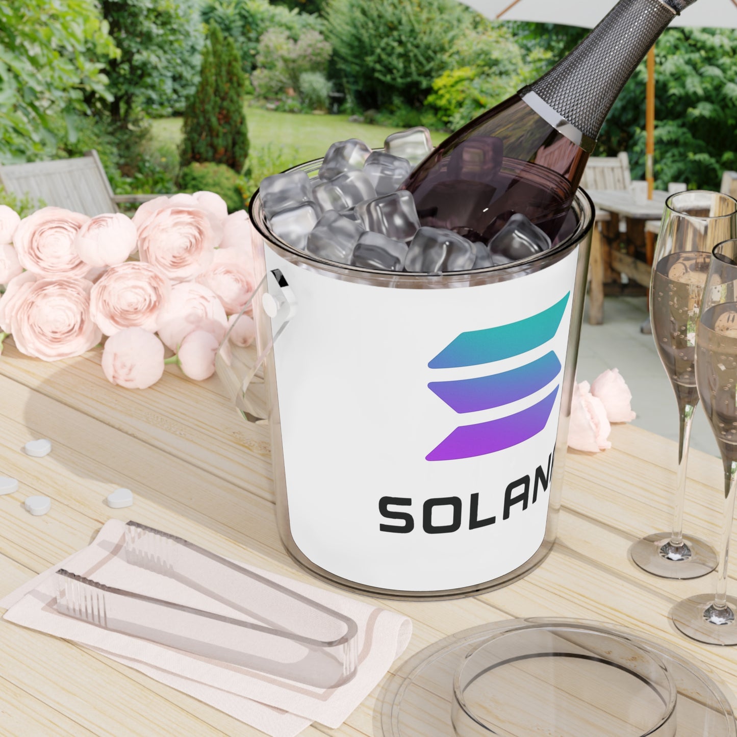 Solana Sleek Ice Bucket with Tongs - Perfect for Parties, Outdoor Events, and Celebrations, Elegant Drink Chiller, Modern Barware, SOLANA Design