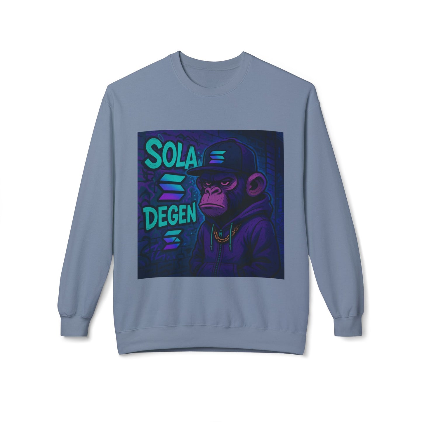 Solana Degen Sweatshirt, Unisex Graphic Crewneck, Crypto Fashion, Trendy Sweatshirt, Gift for Crypto Enthusiasts