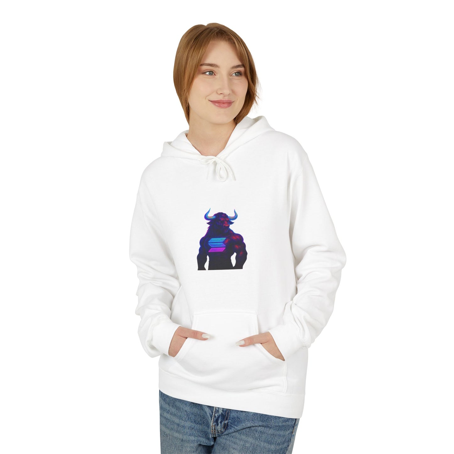 Solana Bull Colorful Bull Graphic Hoodie, Unisex Fleece Sweatshirt, Casual Outfit, Gift for Him/Her, Spring/Fall Wear, Streetwear