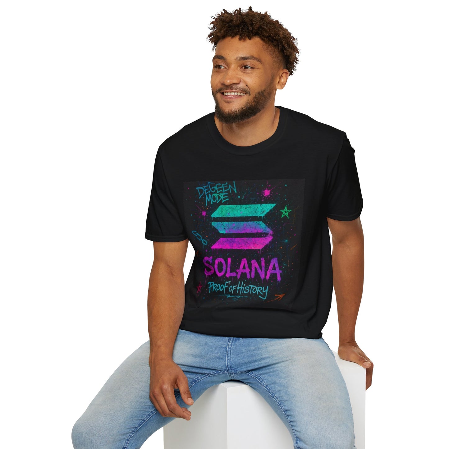 Vibrant Graphic Tee - 'Solana Proof of History' Unisex Softstyle T-Shirt, Casual Wear, Gift for Crypto Enthusiasts, Everyday Fashion, [...]
