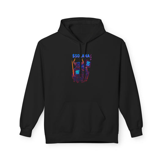 Solana Bull  Unisex Fleece Hoodie, Cozy Cryptocurrency Apparel, Gift for Crypto Lovers, Casual Wear, Digital Currency Sweatshirt