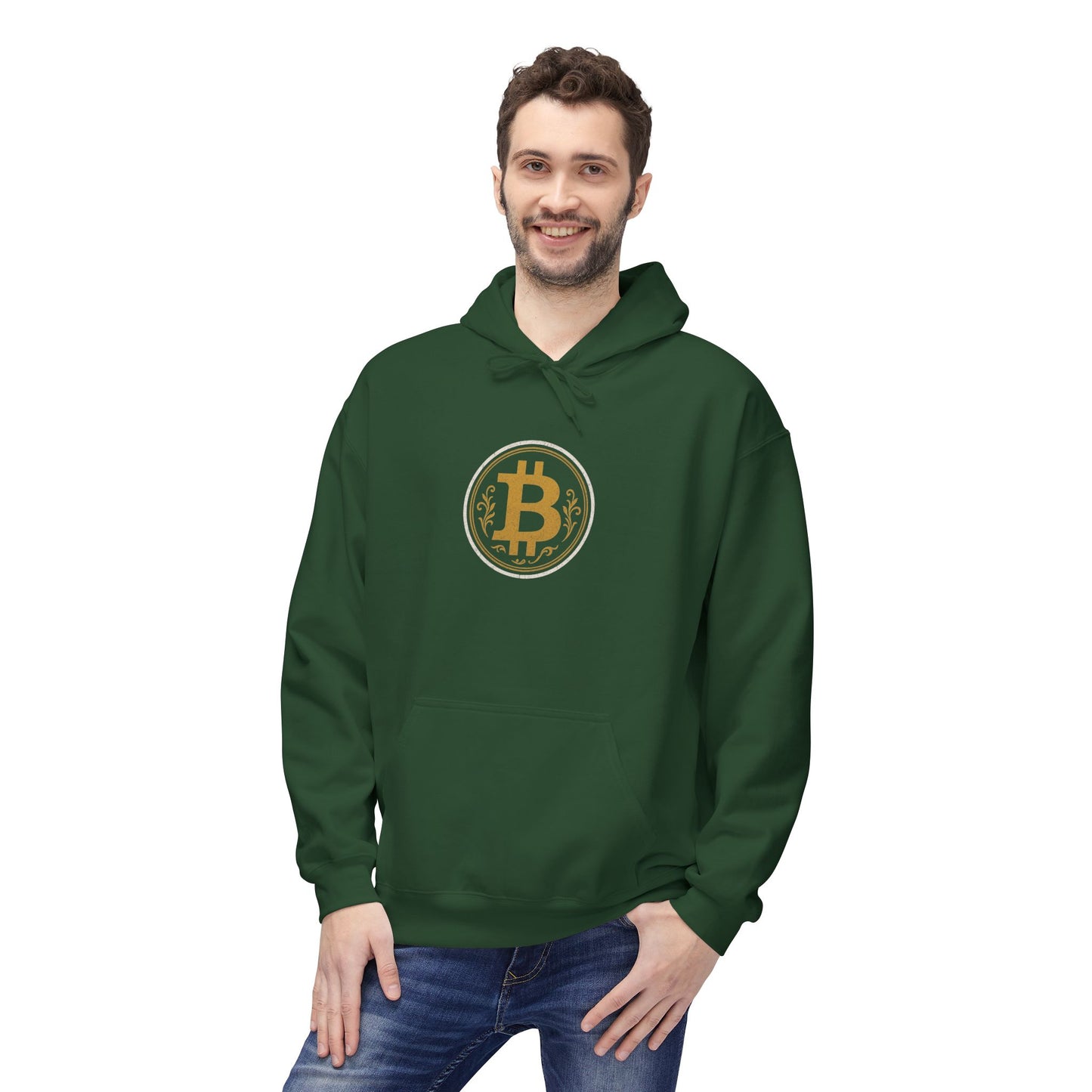 Bitcoin Logo Softstyle Hoodie | Unisex Fleece, Cryptocurrency Apparel, Trendy Streetwear, Cozy Hoodie, Gift for Tech Lovers