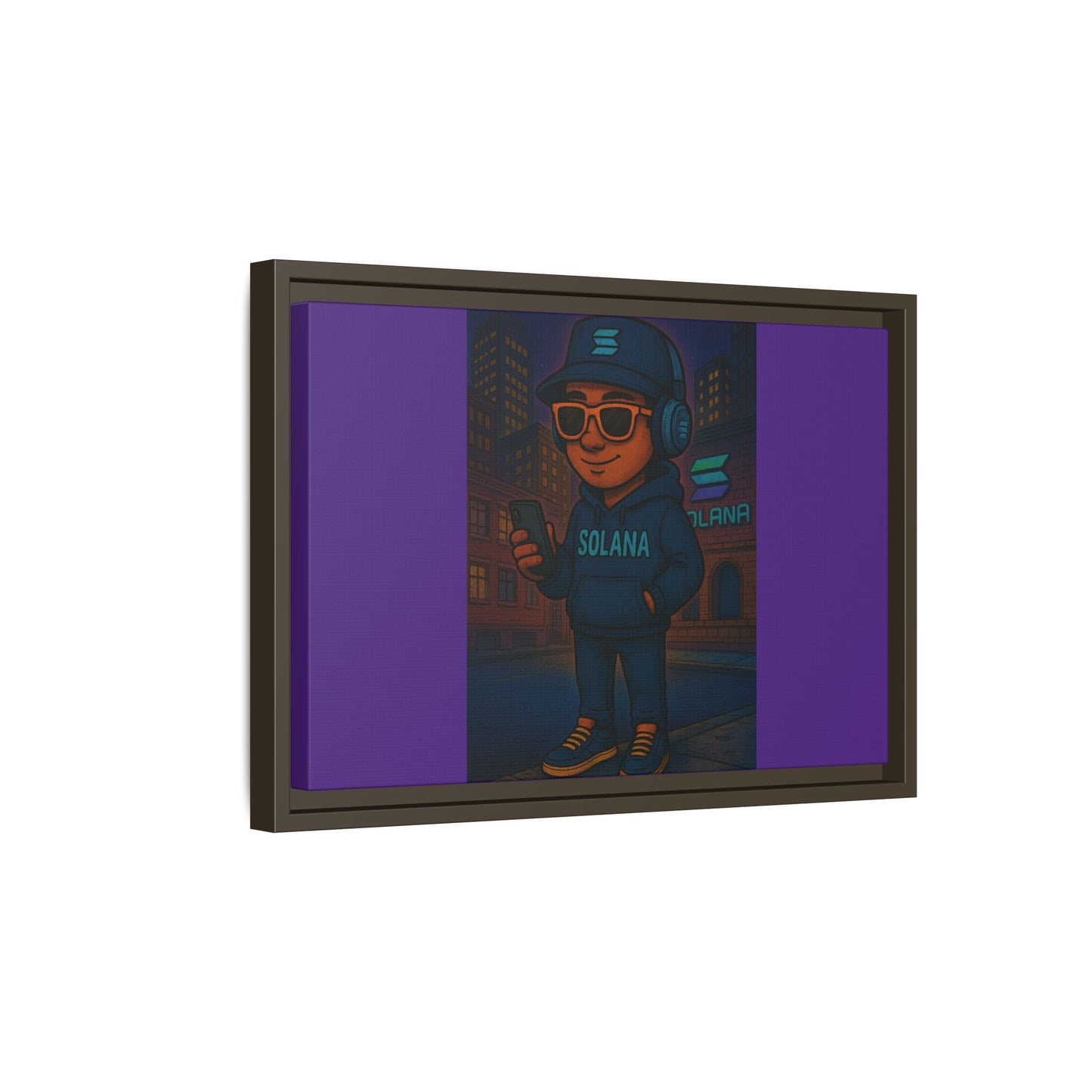 Framed Matte Canvas Art Print, Urban Character Artwork, Home Decor, Gift for Crypto Enthusiasts, Wall Art for Living Room