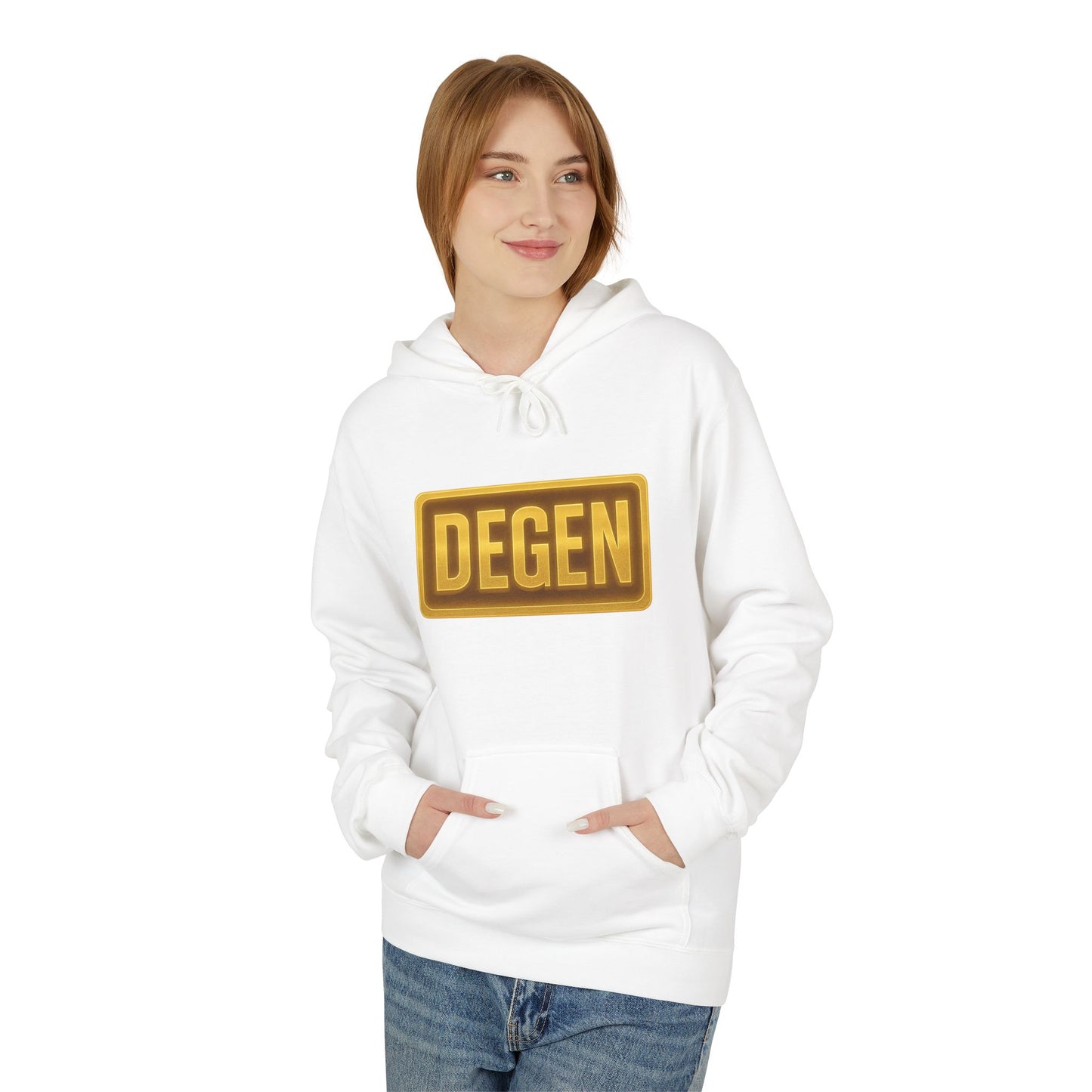 Degen Collection Unisex Fleece Hoodie with 'DEGEN' Design, Cozy Gift, Casual Wear, Streetwear, Perfect for Everyday Use, Fun and Unique Fashion