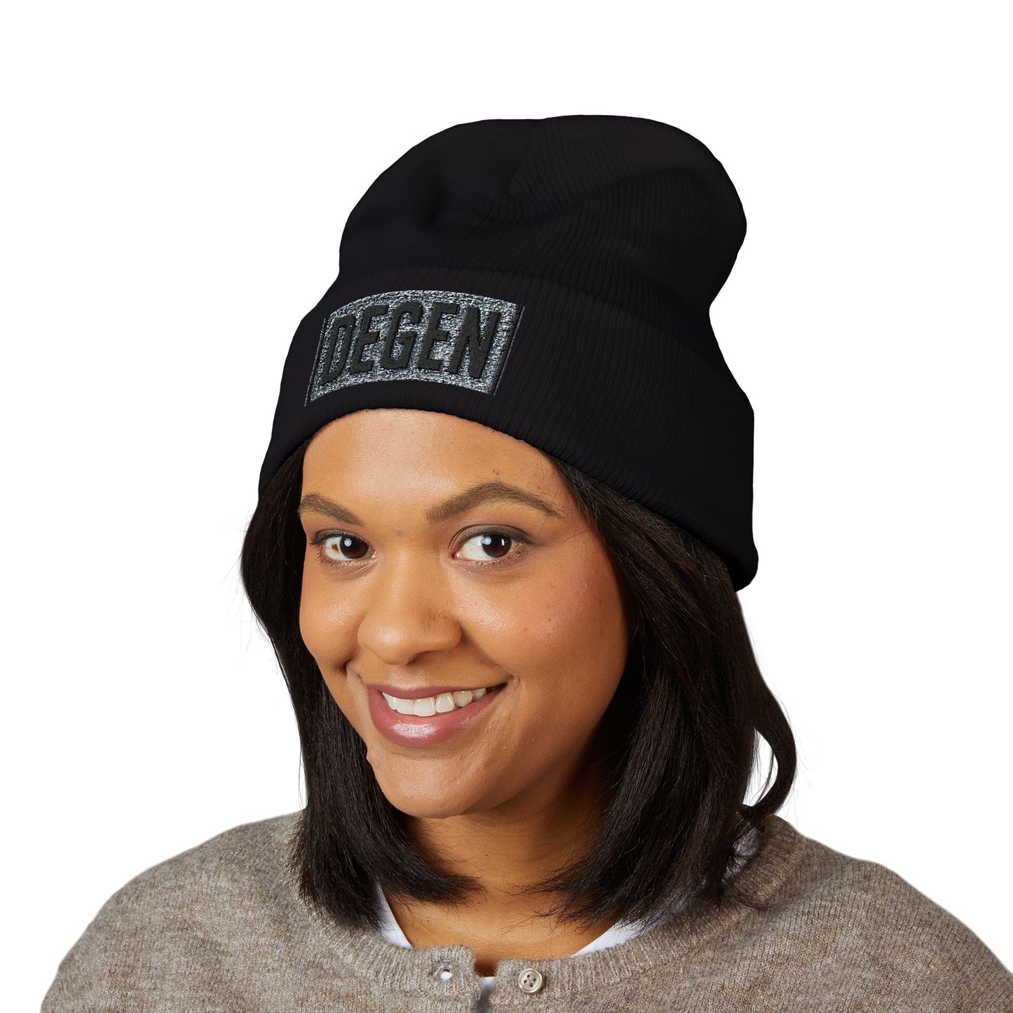 Classic Cuffed Beanie with DEGEN Embroidery, Cozy Winter Hat, Unisex Beanie, Personalized Gift, Streetwear Accessory