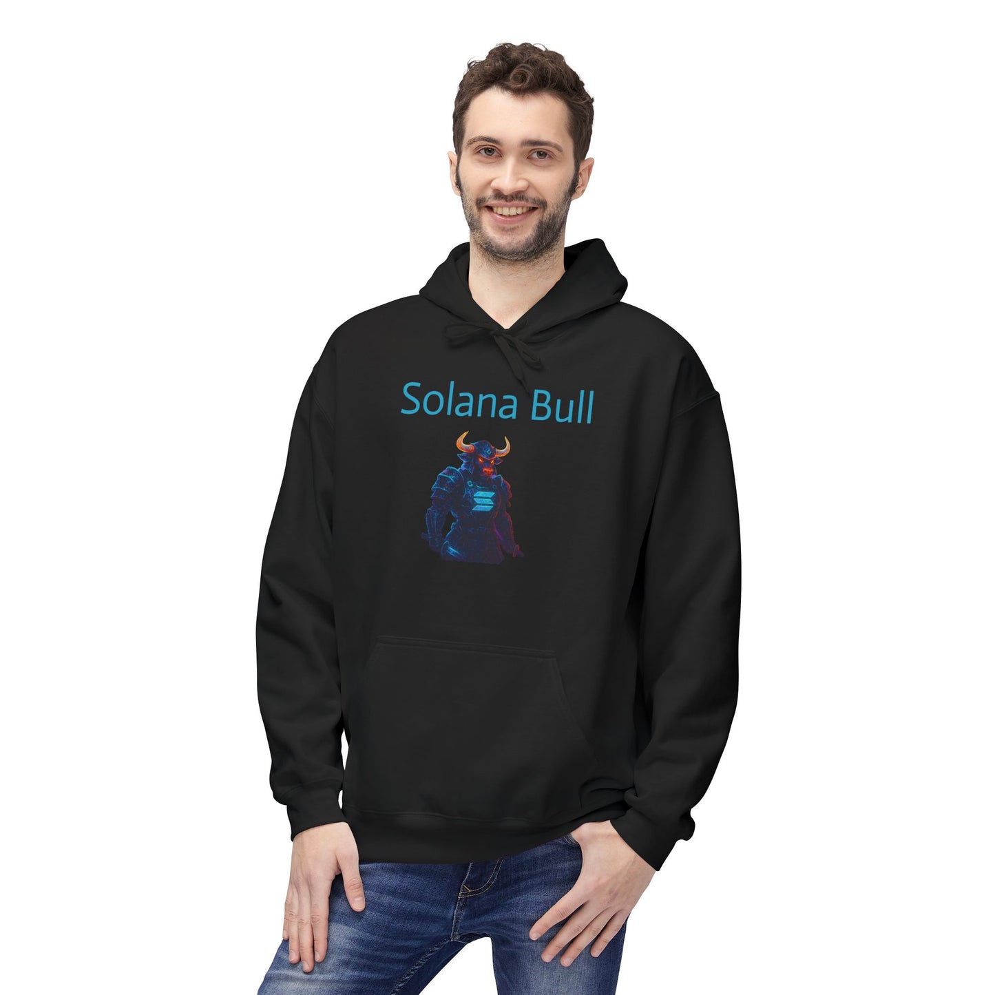 Solana Bull Graphic Hoodie | Unisex Midweight Fleece Sweatshirt | Perfect for Crypto Lovers & Casual Wear, Gift for Holidays, Cozy Apparel