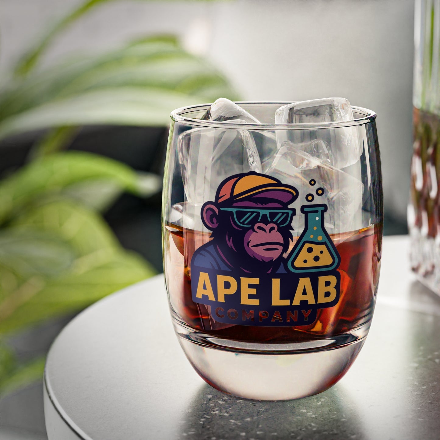 Whiskey Glass with Ape Lab Design, Fun Gift for Science Lovers, Unique Barware, Perfect for Birthdays, Home Bar Decor, Custom Drinkware