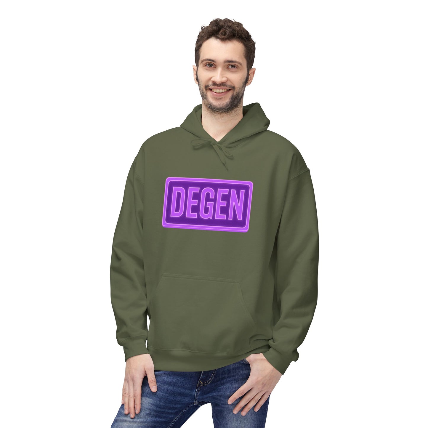 Degen Collection Vibrant Hoodie with 'DEGEN' Design for Cozy Vibes, Perfect for Casual Wear, Gifts, or Street Style