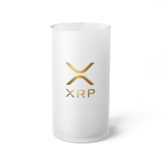 XRP Frosted Glass Beer Mug with XRP Logo - Perfect Gift for Cryptocurrency Enthusiasts, Craft Beer Lovers, Dad, Birthday, Holiday, Celebration