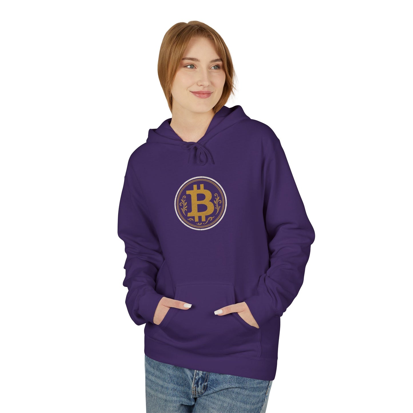 Bitcoin Logo Softstyle Hoodie | Unisex Fleece, Cryptocurrency Apparel, Trendy Streetwear, Cozy Hoodie, Gift for Tech Lovers