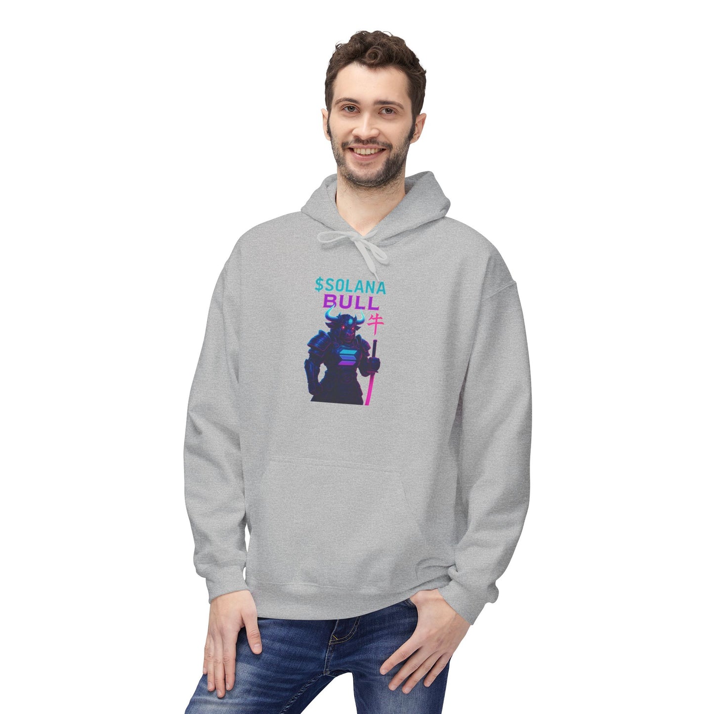 Solana Bull Stylish Unisex Fleece Hoodie - Perfect for Crypto Enthusiasts, Gift for Tech Lovers, Cozy Layering for Every Occasion, Casual Streetwear
