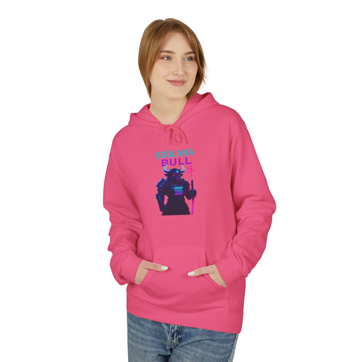 Solana Bull Stylish Unisex Fleece Hoodie - Perfect for Crypto Enthusiasts, Gift for Tech Lovers, Cozy Layering for Every Occasion, Casual Streetwear