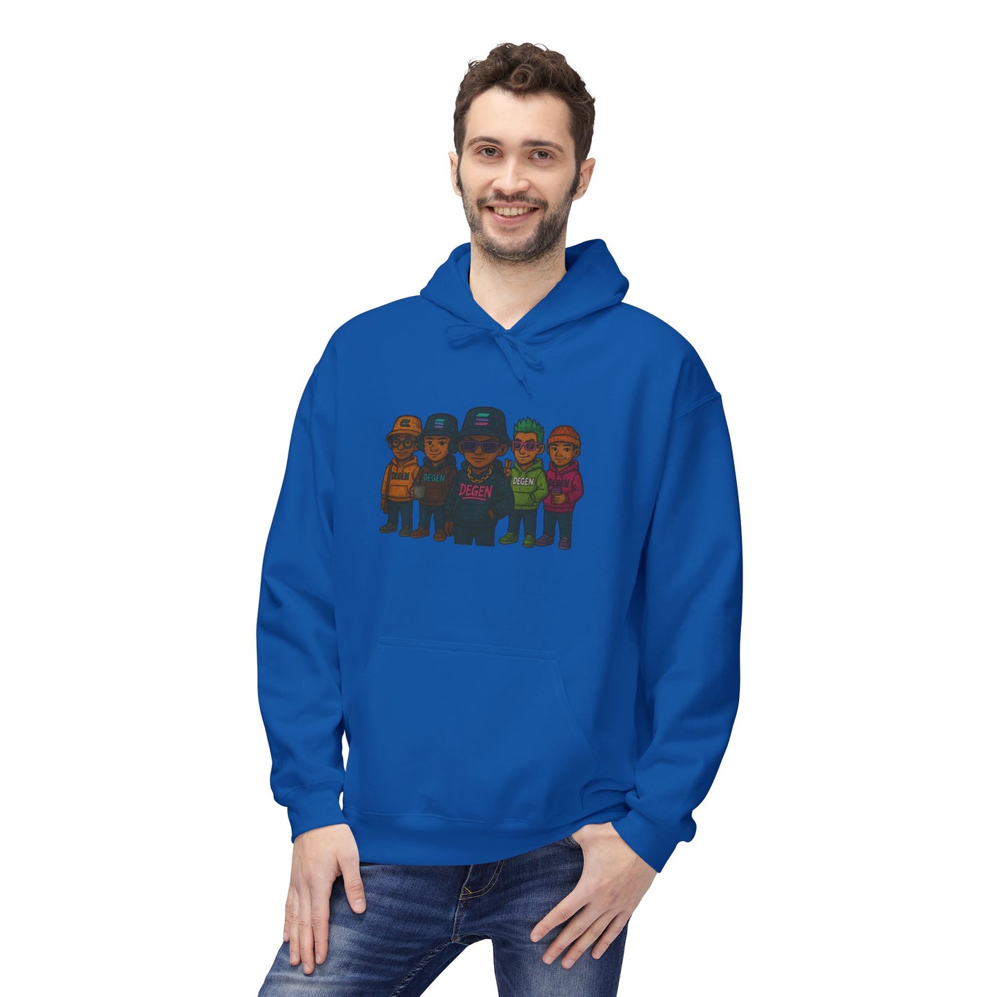 Solana Degen Crew Cozy Fleece Hoodie with Graphic Design, Perfect for Casual Wear, Gifts, Unisex Clothing, Everyday Comfort, Warm Layering