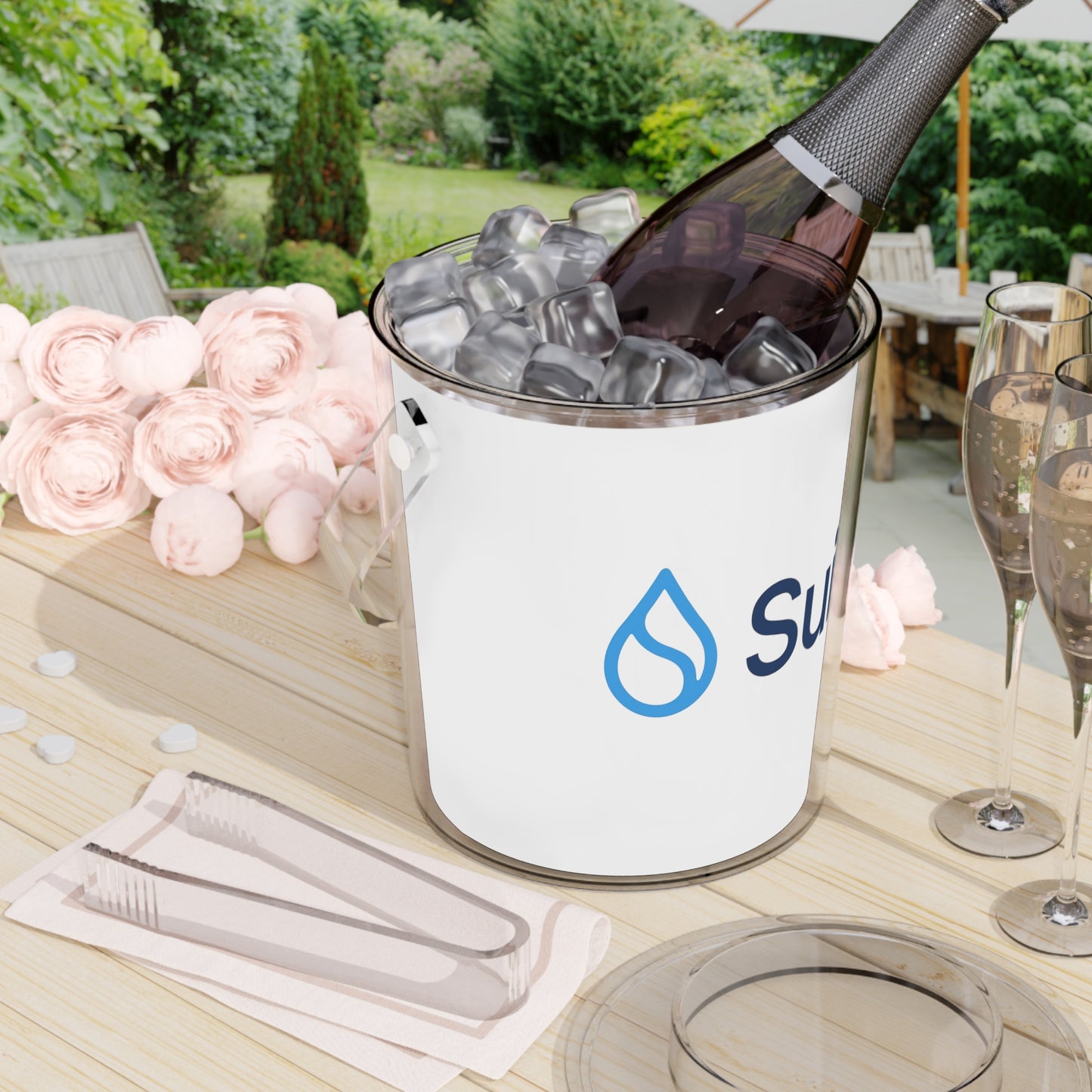 Sui Chic Ice Bucket with Tongs | Modern Drink Chiller, Party Essential, Summer Gatherings, Barware Gift, Ice Storage Container