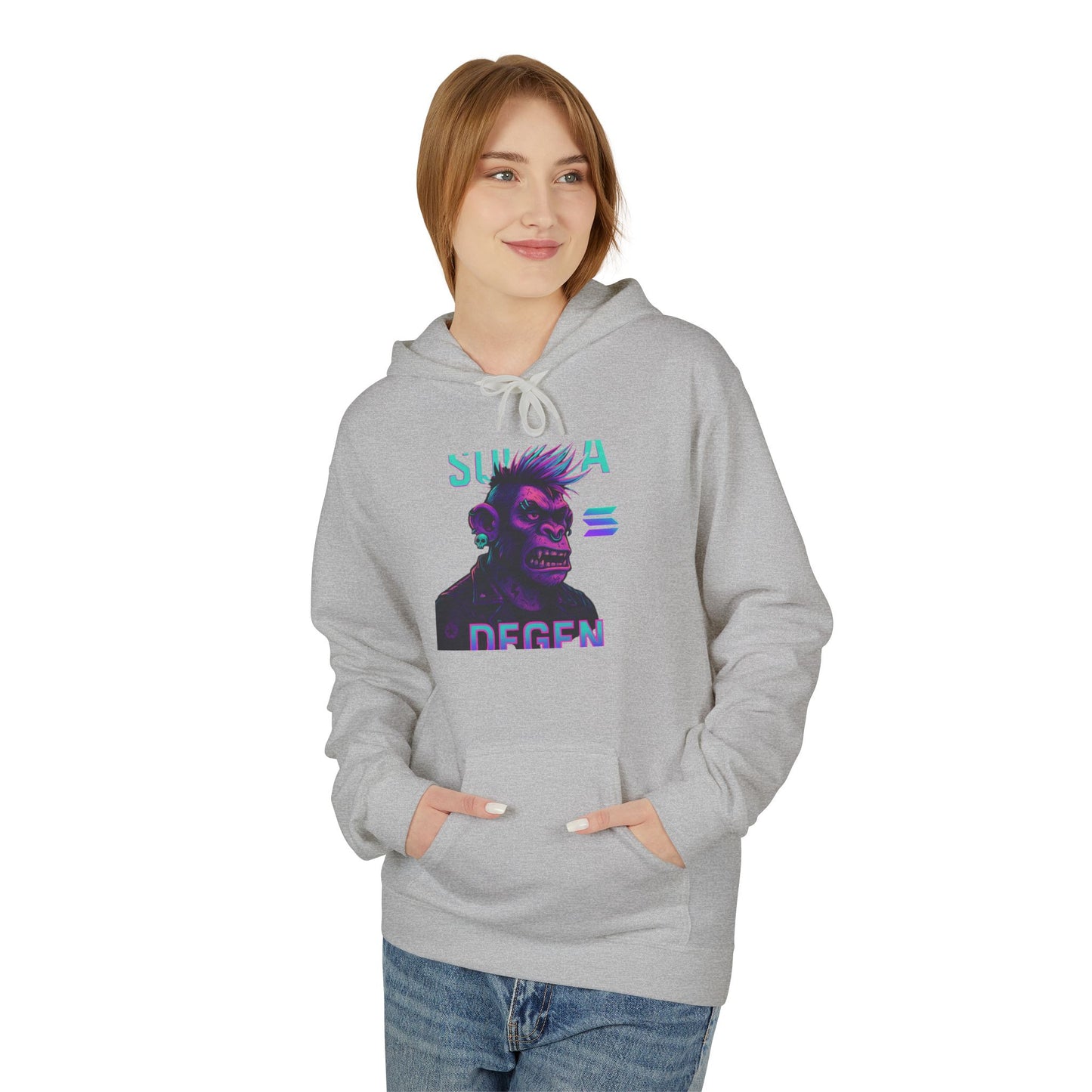 Solana Degen Mode Cool Graphic Hoodie for Trendy Fashionables | Unisex Midweight Softstyle, Streetwear Gift, Casual Look, Everyday Comfort, Unique Design