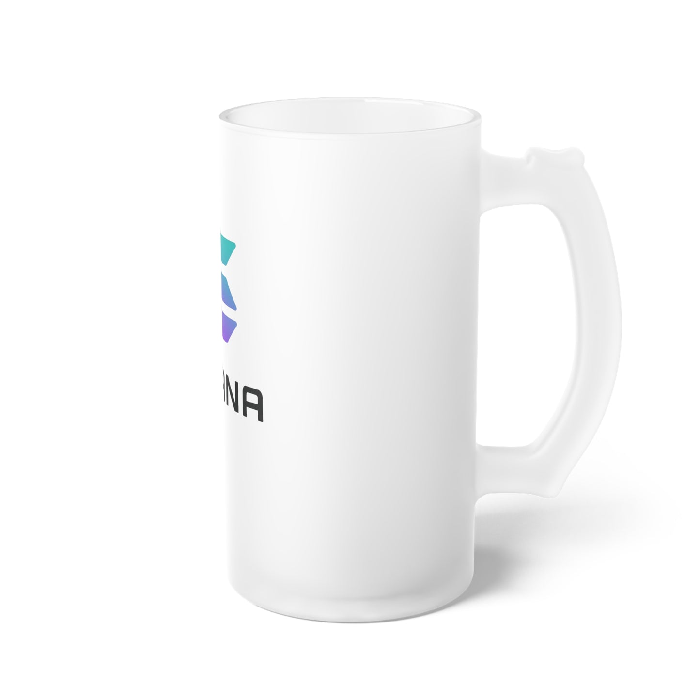 Solana Frosted Glass Beer Mug - Personalized Gift for Beer Lovers, Unique Barware, Solana Logo Drinkware, Cool Party Mug, Holiday Cheers
