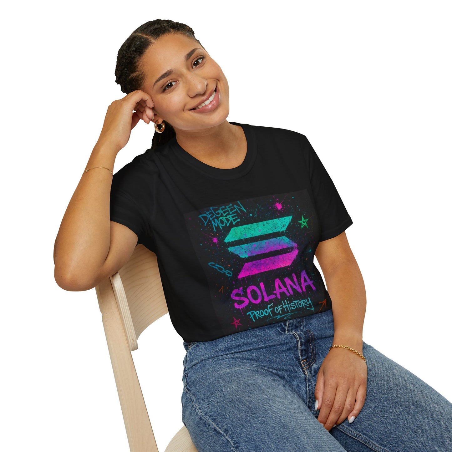 Vibrant Graphic Tee - 'Solana Proof of History' Unisex Softstyle T-Shirt, Casual Wear, Gift for Crypto Enthusiasts, Everyday Fashion, [...]