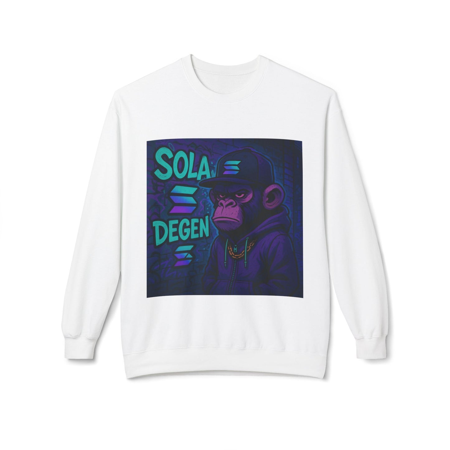 Solana Degen Sweatshirt, Unisex Graphic Crewneck, Crypto Fashion, Trendy Sweatshirt, Gift for Crypto Enthusiasts