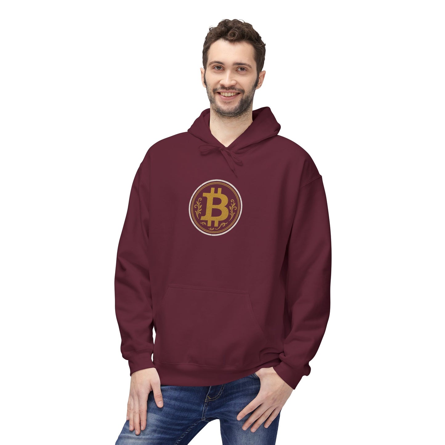 Bitcoin Logo Softstyle Hoodie | Unisex Fleece, Cryptocurrency Apparel, Trendy Streetwear, Cozy Hoodie, Gift for Tech Lovers