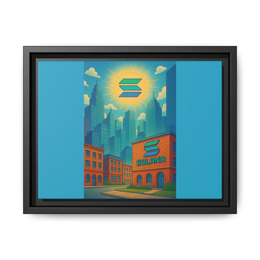 Solana City Colorful Framed Art Print, Modern Wall Decor, NFT Artwork, Urban Vibes, Gift for Tech Enthusiasts, Home Office Wall Art