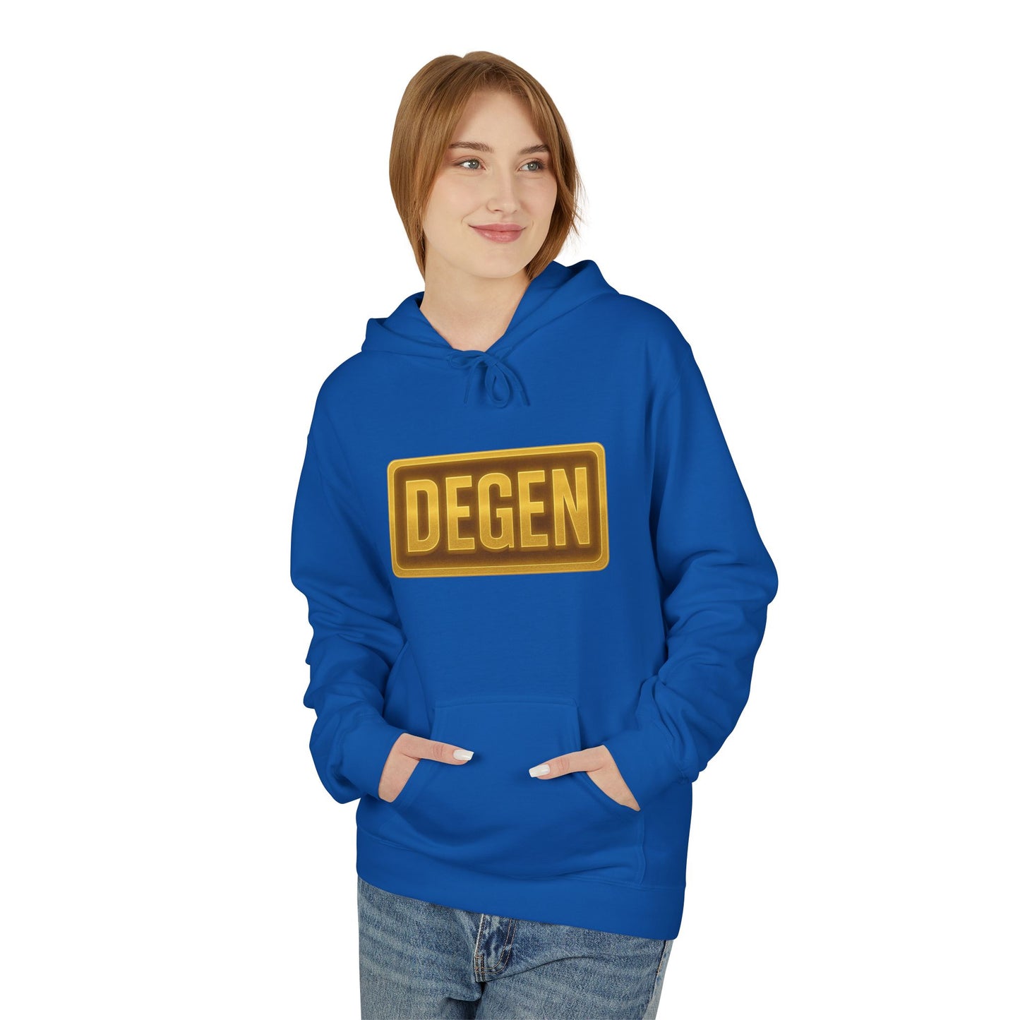 Degen Collection Unisex Fleece Hoodie with 'DEGEN' Design, Cozy Gift, Casual Wear, Streetwear, Perfect for Everyday Use, Fun and Unique Fashion